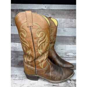 Tony Lama Western Boots Brown Leather Cowboy Vintage Exotic Men’s size 9 D